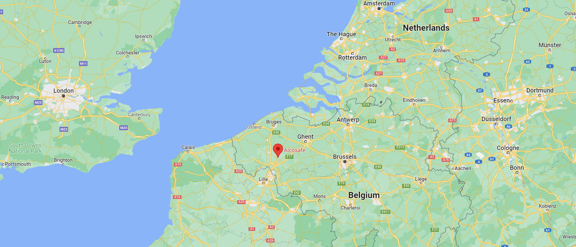 Hoofdzetel AlcoSafe, Klein-Harelbekestraat 6, 8531 Hulste, België